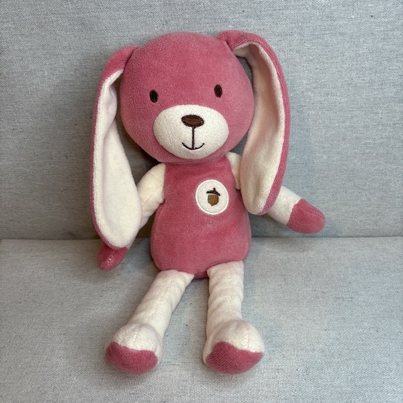 My Natural Pink Bunny Rabbit Acorn Organic Plush Stuffed Animal Lovey - Picture 1 of 9